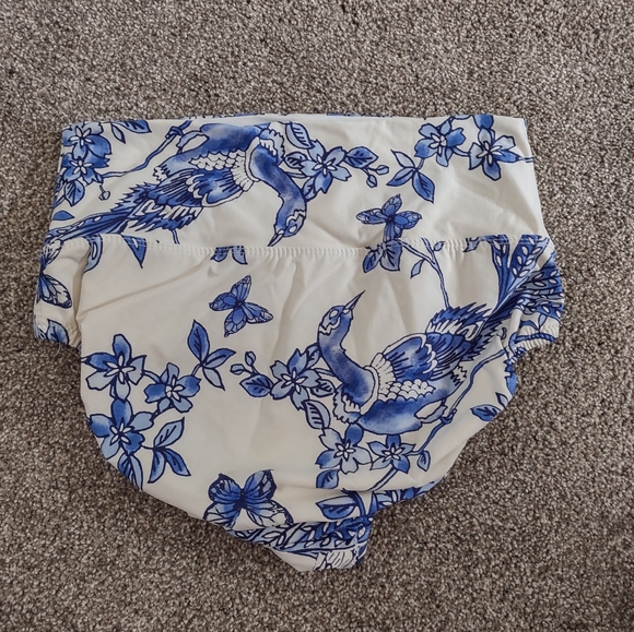 Tara Grinna bikini blue floral size 6 high rise size 34 off the shoulder top - Picture 4 of 13